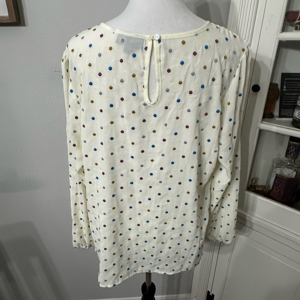 Modcloth Cream Relaxed Pleated Long Sleeve Blouse - Picture 4 of 7